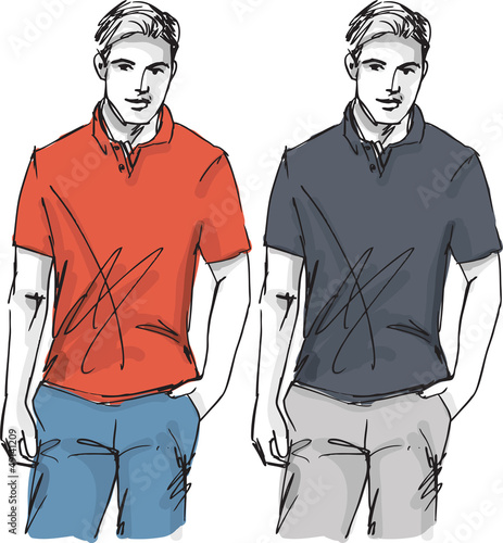 Sketch of fashion handsome man. Vector illustration