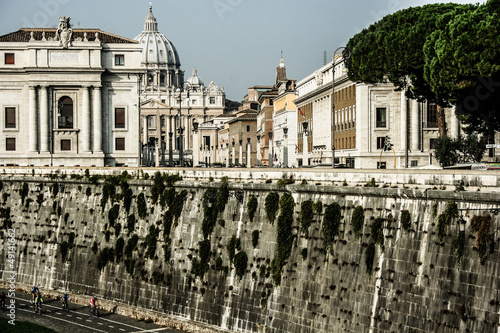 St Peters basilica and river Tibra in Rome, Italy