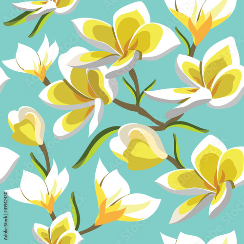 Floral seamless pattern with frangipani, hand-drawing. Vector il