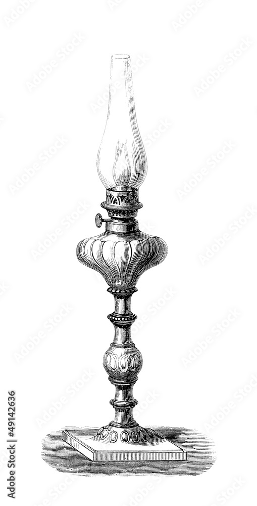 Oil Lamp - Lampe à Petrole - 19th century