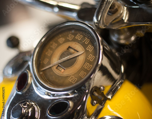 soft focus, speedometer, vintage motorcycle