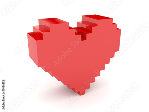 3D pixel heart. Concept illustration.