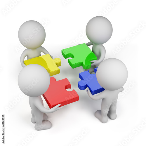 3d person - teamwork with puzzles