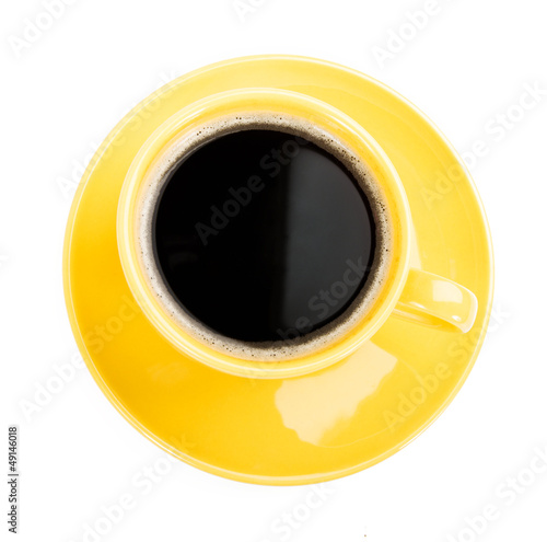 Coffee in an yellow cup