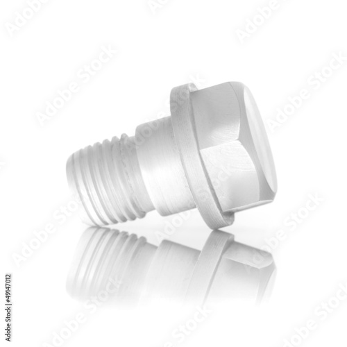 Unusual Bolt made of transparent plastic isolated on white