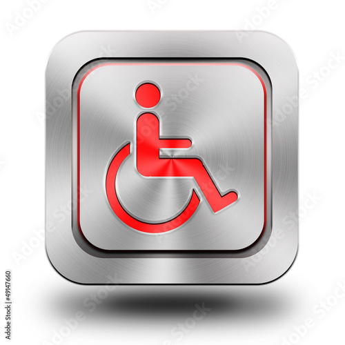 Wheelchair aluminum glossy icon, button