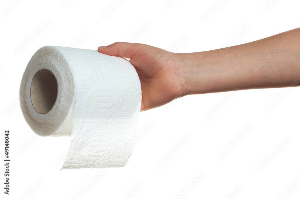 Obraz premium hand holding toilet paper