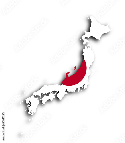 Japan map with the flag inside