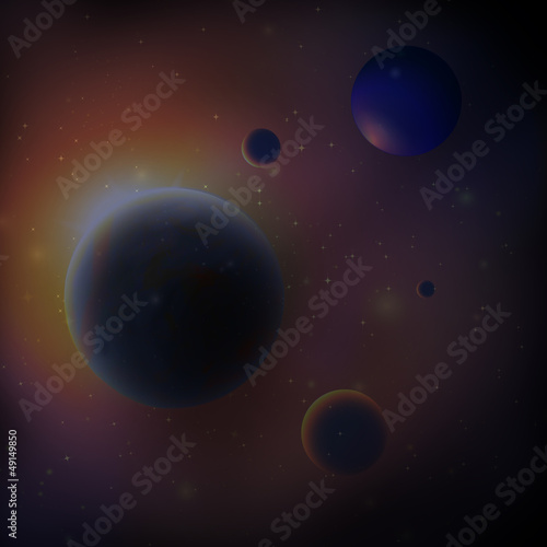 Fototapeta Naklejka Na Ścianę i Meble -  Universe with planets