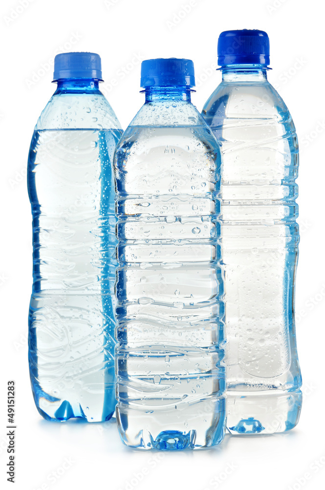 Plastic bottles of mineral water isolated on white Plastic bottles of mineral water isolated on white