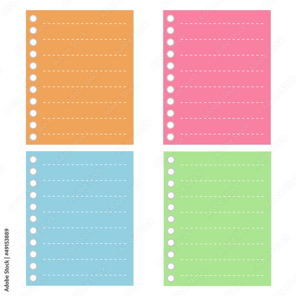 Four Color of  Lined Spiral Notepad Papers