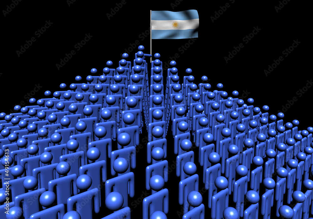 Obraz premium Pyramid of abstract people with Argentina flag illustration