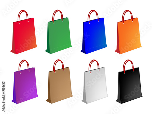 Colorful Illustration Set of Paper Shopping Bag