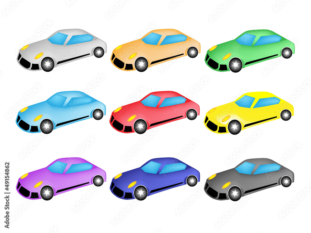Colorful Illustration Set of Sports Car Icon