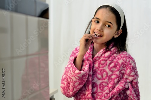 Little Hispanic Girl Oral Hygiene