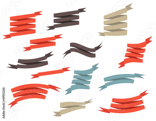 set retro ribbons and label vector illustration
