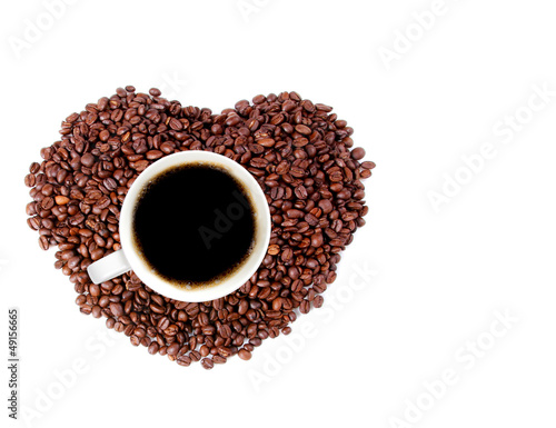 coffee beans in the shape of the heart