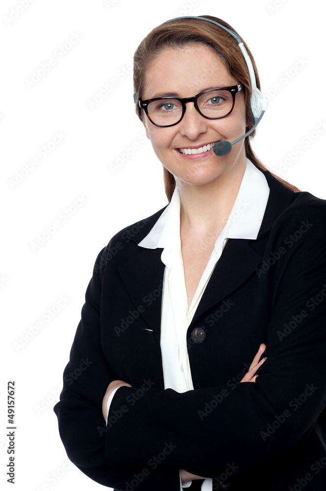 Customer support executive posing confidently Customer support executive posing confidently