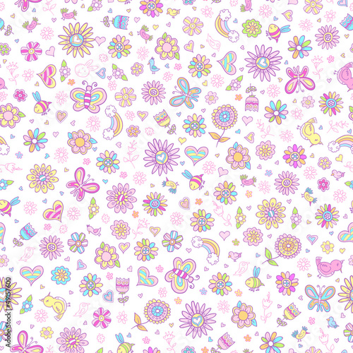 Springtime Seamless Pattern Vector