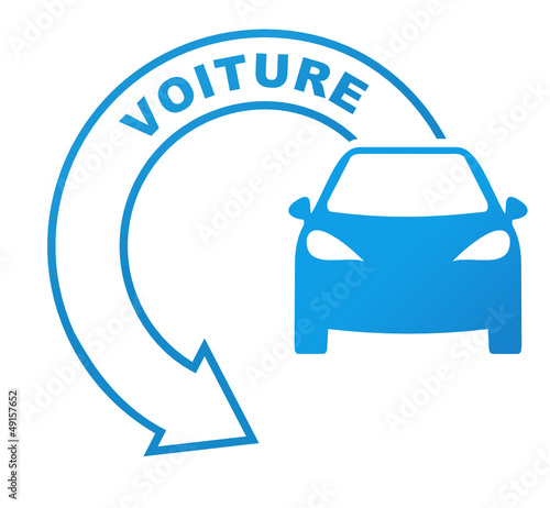 voiture sur symbole bleu