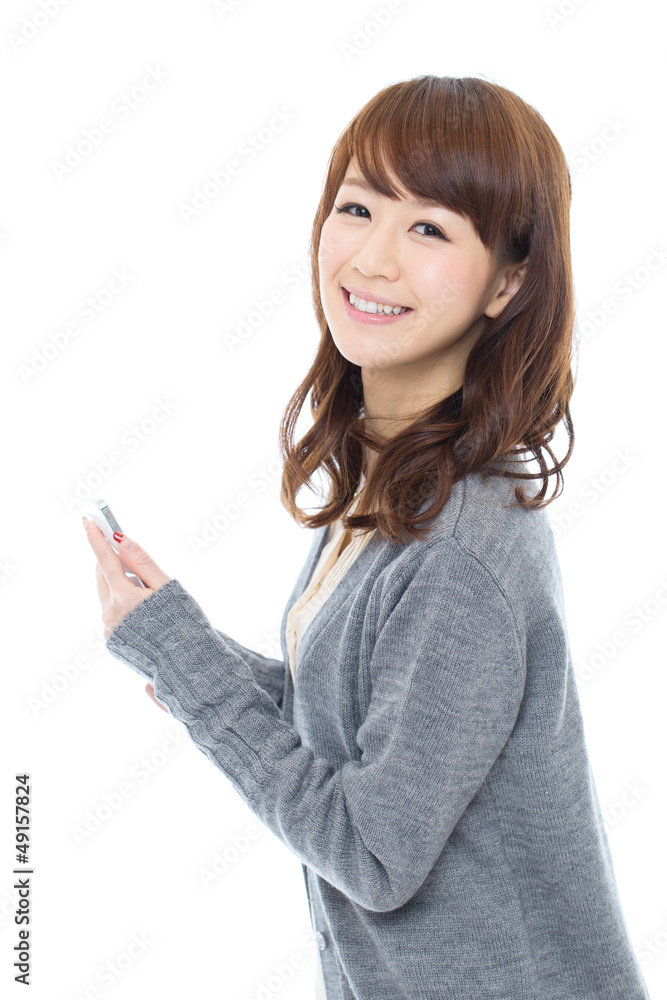 Beautiful asian woman relaxing on white background Beautiful asian woman relaxing on white background