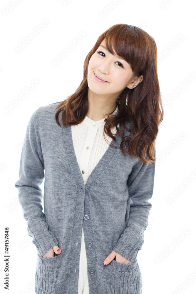 Beautiful asian woman relaxing on white background Beautiful asian woman relaxing on white background