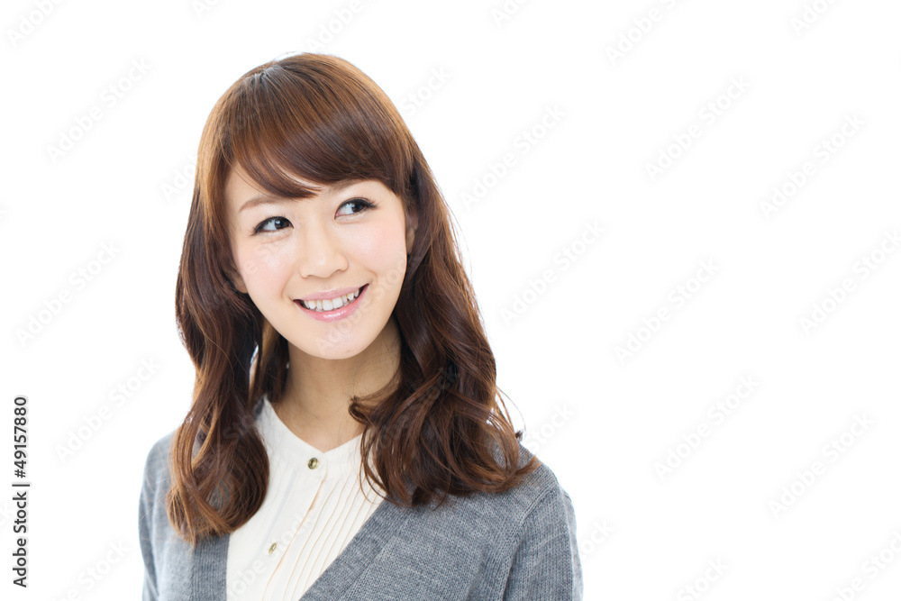 Beautiful asian woman relaxing on white background Beautiful asian woman relaxing on white background