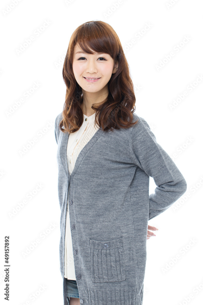 Beautiful asian woman relaxing on white background Beautiful asian woman relaxing on white background