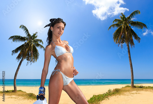 Beautiful woman on the beach. © Netfalls
