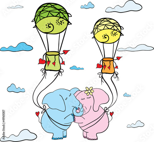 elephants in love flying in the sky