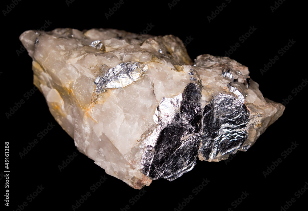 Molybdenite on quartz