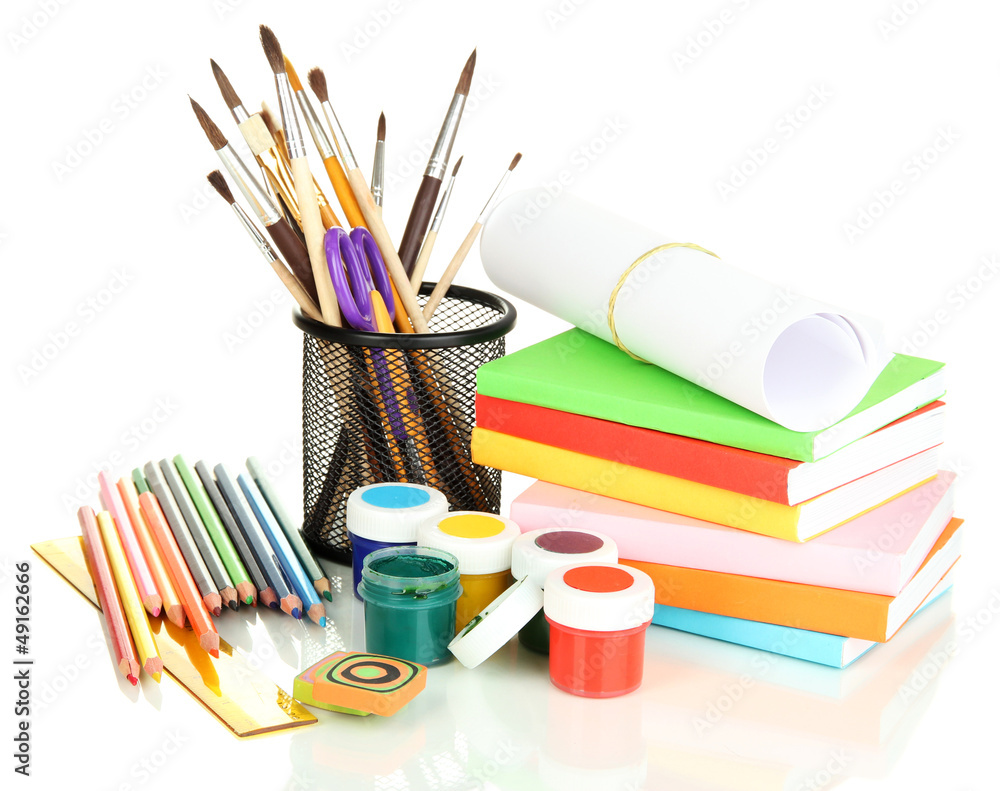 Obraz premium School supplies isolated on white