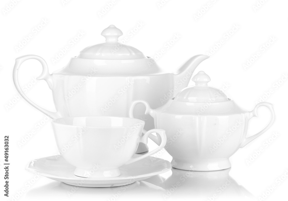 Beautiful white dinner service isolated on white Beautiful white dinner service isolated on white