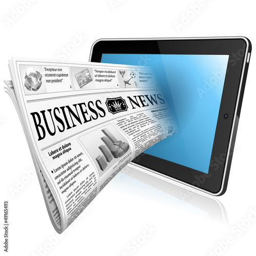 Concept - Digital News witn Newspaper and Tablet PC