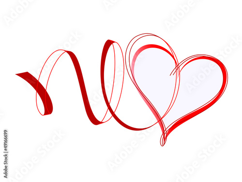 Heart with ribbons. Red design element