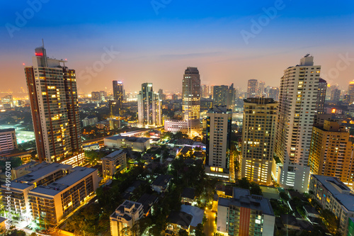 The cityscape view in the night at Sukumvit road,Thailand