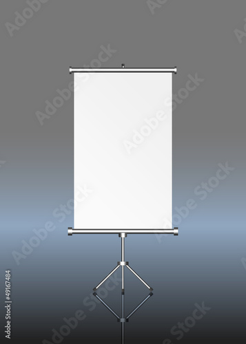 blank roll up display, roll up, silver screen, free copy space
