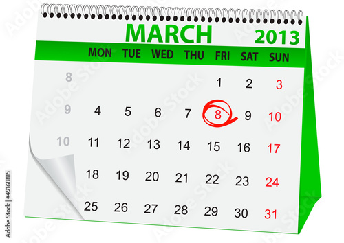 holiday calendar in 8 March