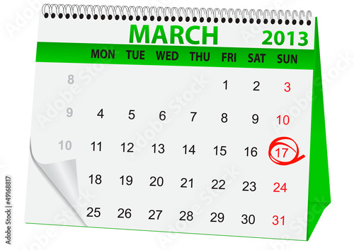 holiday calendar in St Patrick's Day