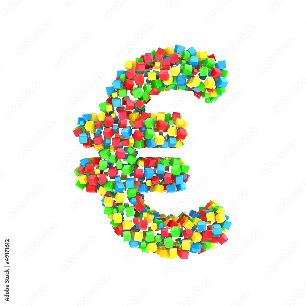 Euro sign of colorful cubes