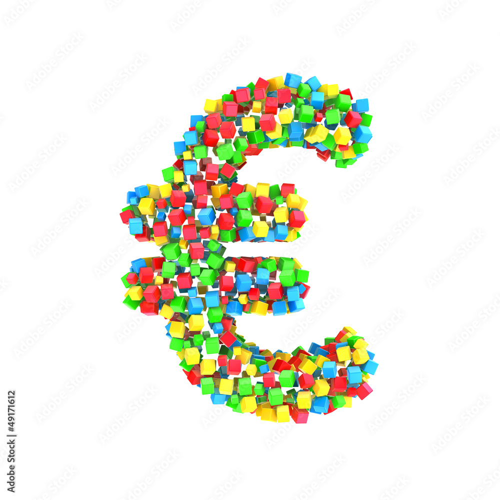 Euro sign of colorful cubes Euro sign of colorful cubes