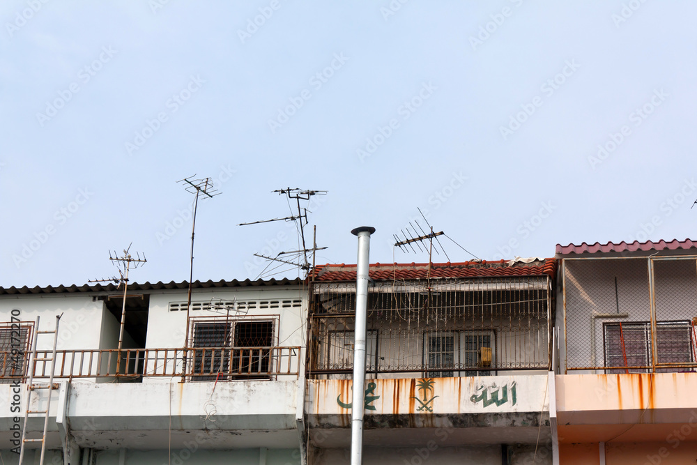 Old antenna in old Commercial building Old antenna in old Commercial building