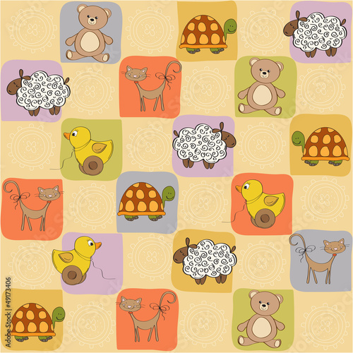 childish seamless pattern with toys