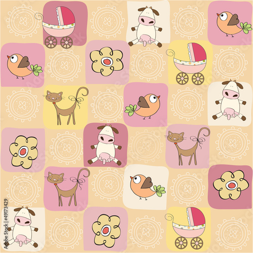childish seamless pattern with toys