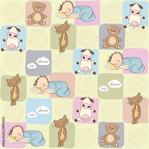 childish seamless pattern with toys