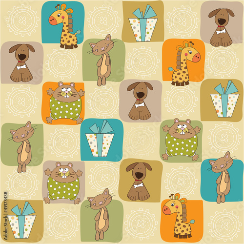 childish seamless pattern with toys