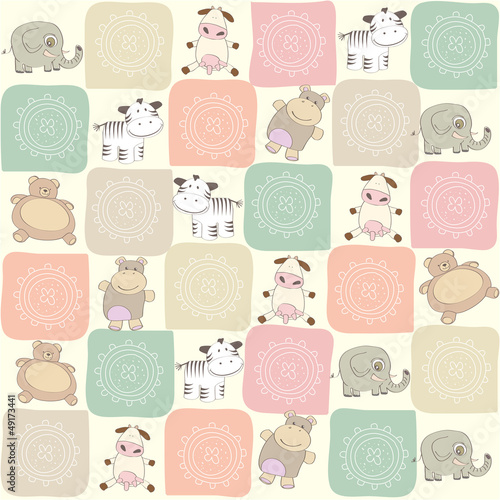 childish seamless pattern with toys