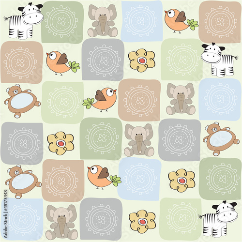 childish seamless pattern with toys