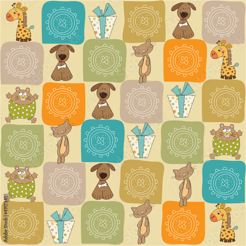 childish seamless pattern with toys