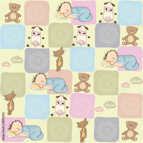 childish seamless pattern with toys